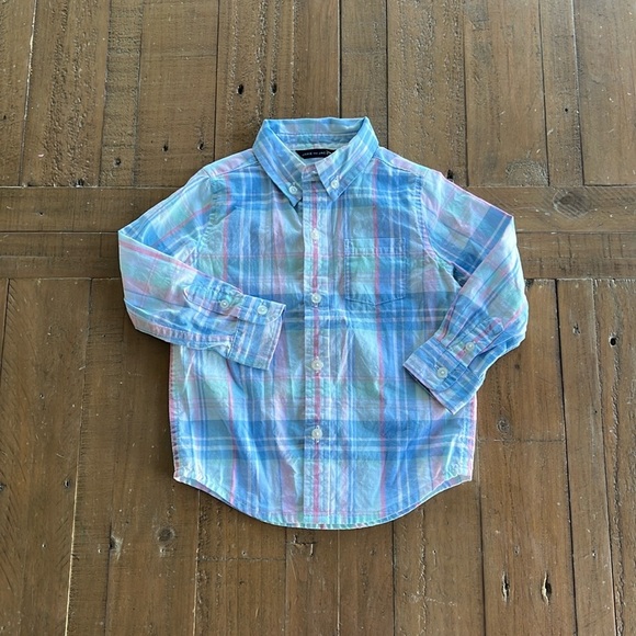 Janie and jack pastel plaid button down - Picture 1 of 5